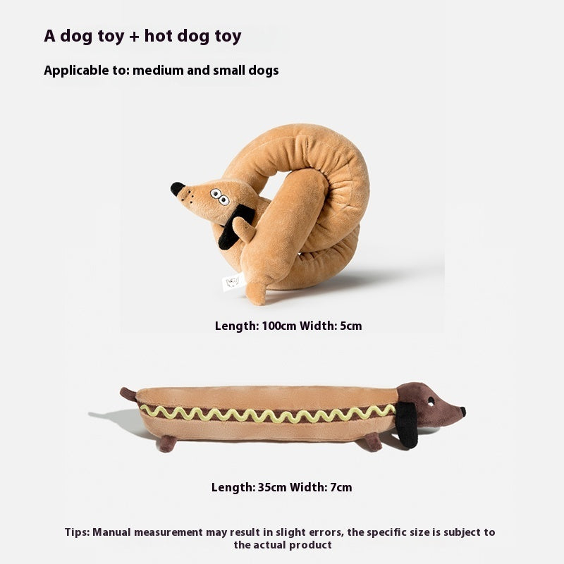 Plüsch-Hotdog Spielzeug für Hunde – weiches Kuschel- & Kauspielzeug