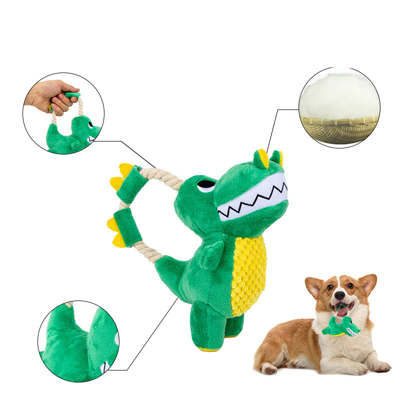 Dinosaurier Plüsch-Kauspielzeug für Hunde – weich, interaktiv & mit Quietscher