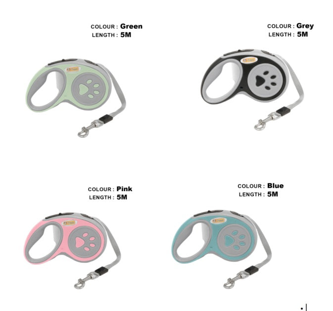 Einziehbare Hundeleine aus Nylon – 3m oder 5m, 360° knickfrei & Einhand-Bremse