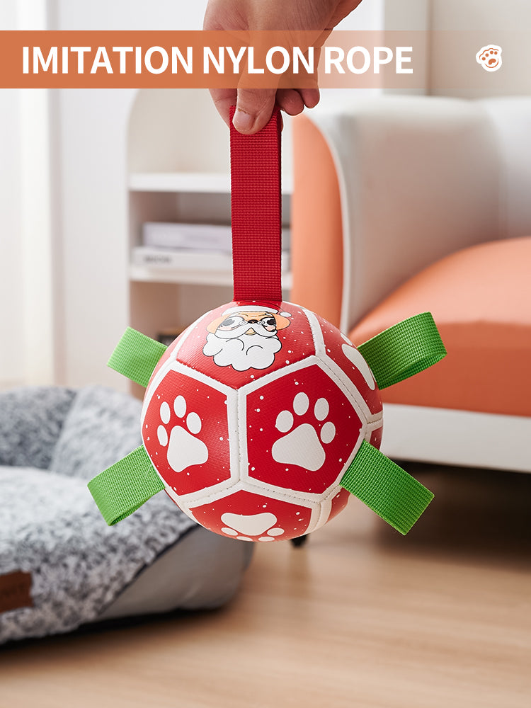 Hundefußball mit Griffen – Interaktives Zerrspielzeug (Weihnachten & Halloween)