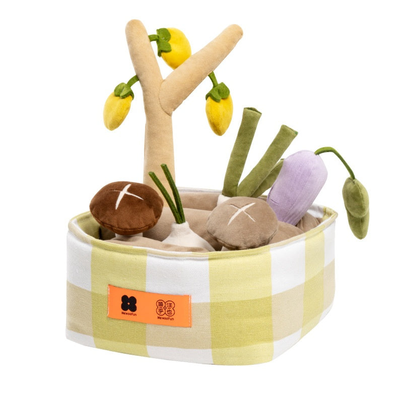 Obst & Gemüse Spielzeug-Set für Hunde – 6 Teile, Schnüffeln & Verstecken