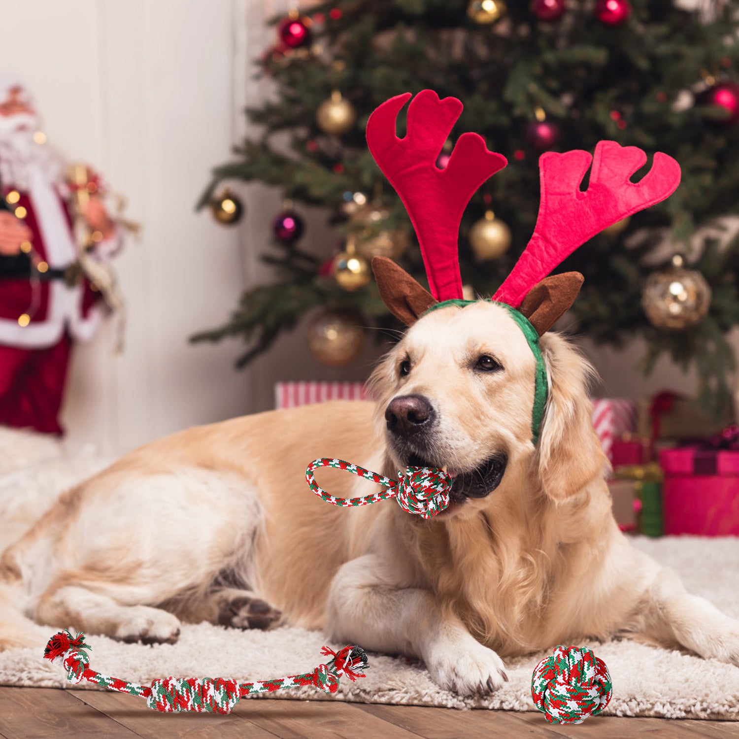 5er-Set Weihnachts-Seilspielzeug für Hunde – Kauen, Tauziehen & Zahnpflege