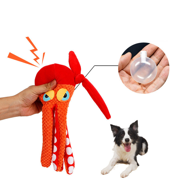 Tintenfisch Plüschspielzeug für Hunde – Knisterpapier & Quietscher