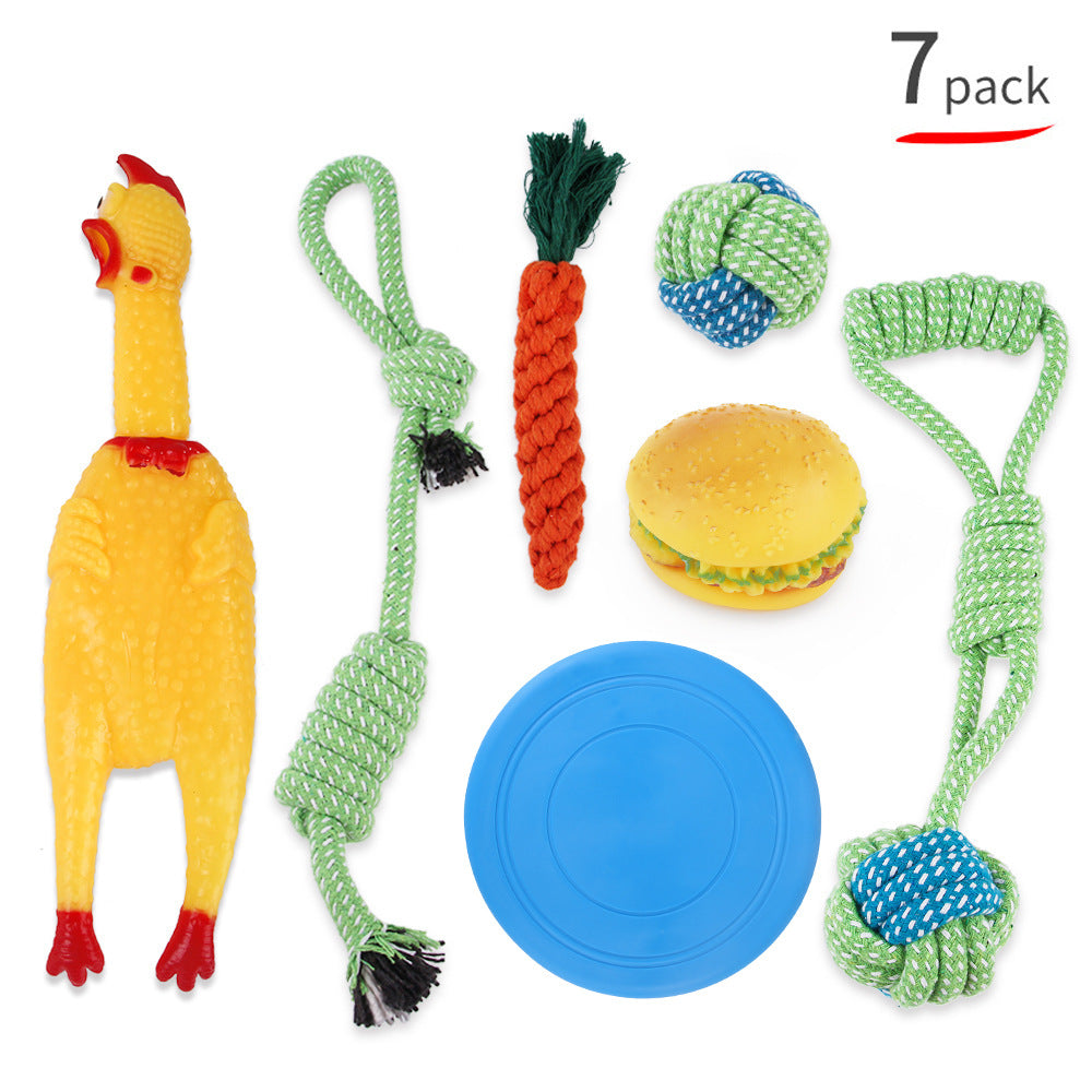 Plüsch Hundespielzeug Set – 7- oder 8-teilig mit Quietschern