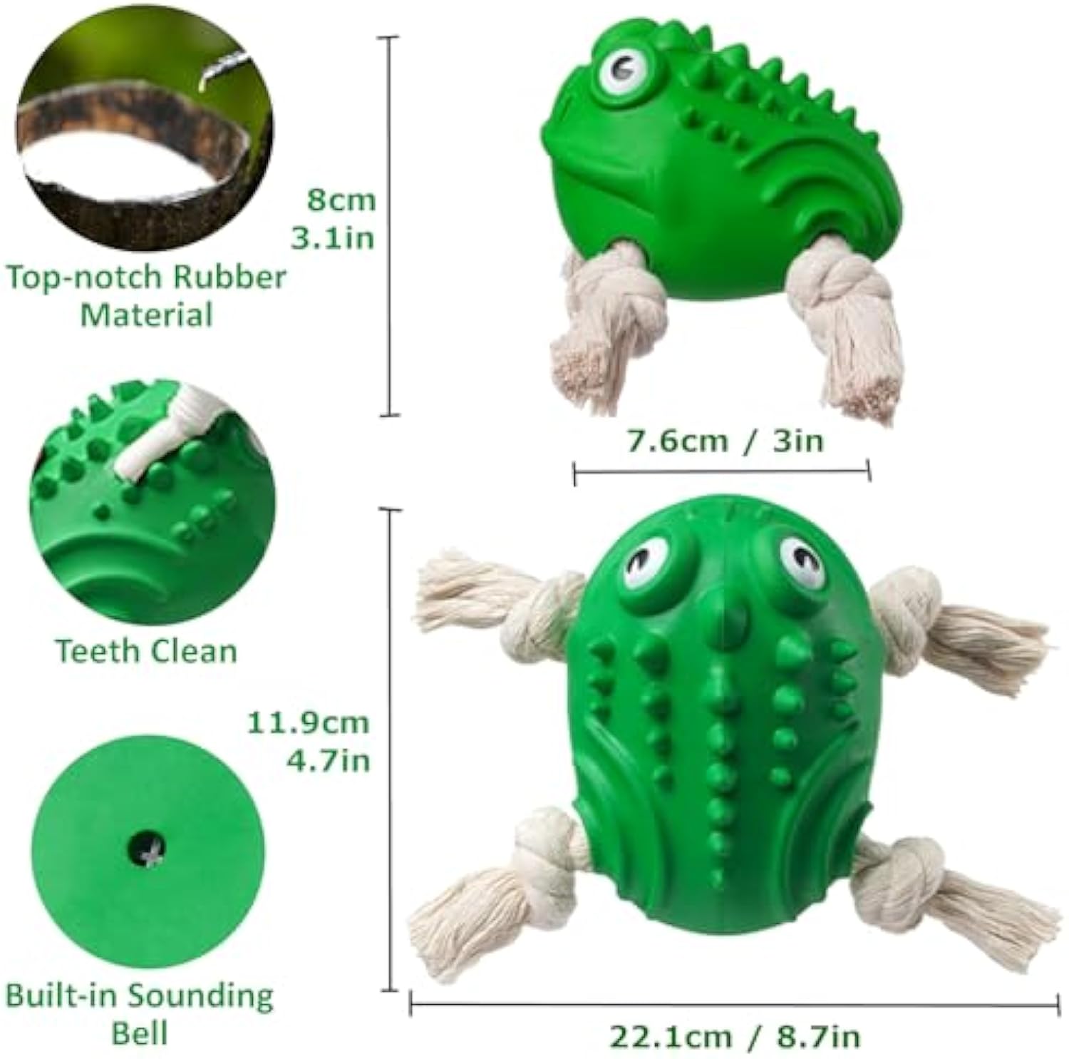 Gummi Frosch Kauspielzeug für Hunde – Unzerstörbar, Quietscher & Zahnpflege