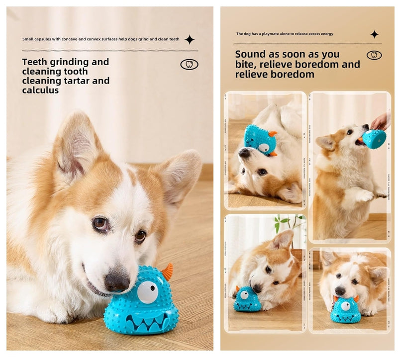 Silikon Monster Spielzeug für Hunde – Quietscher, Zahnpflege & Snack-Fach