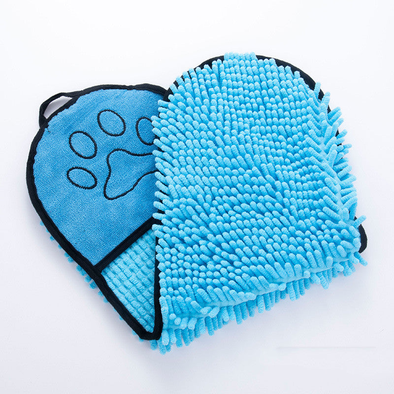 Chenille-Handtuch für Hunde & Katzen – superabsorbierend, Doppeltaschen & schnelltrocknend
