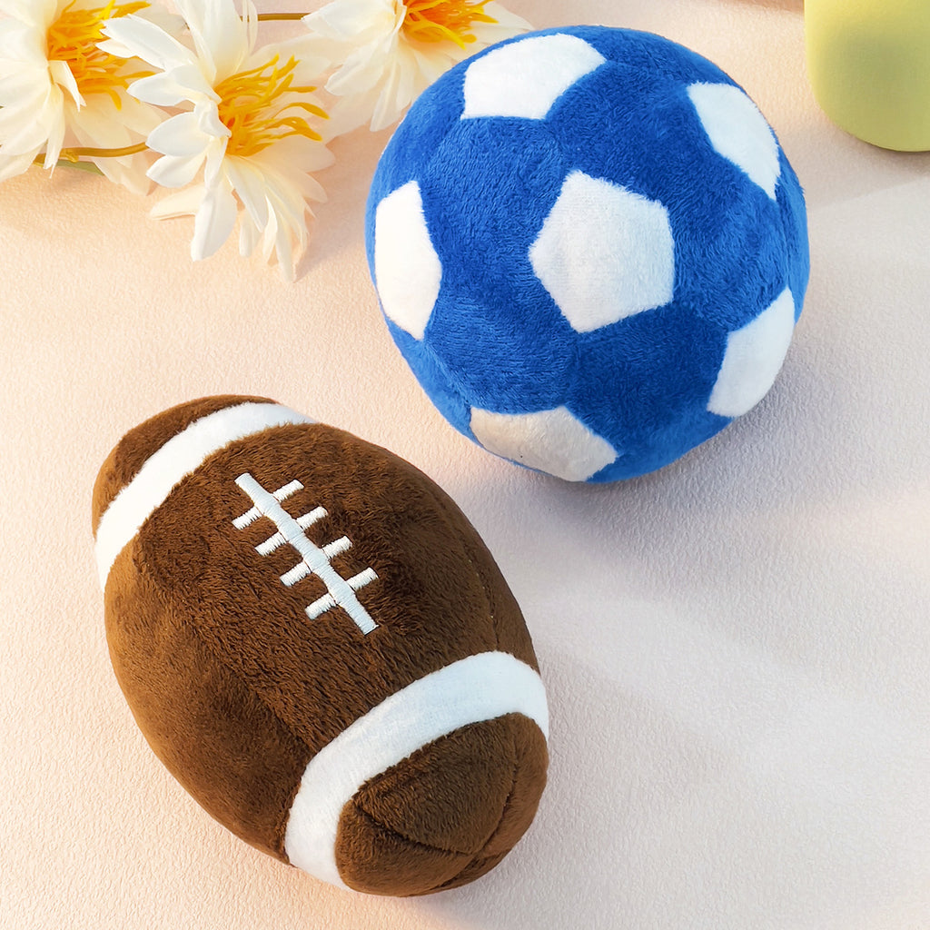 Plüsch-Sportball für Hunde – Fußball & Rugby zum Apportieren & Spielen