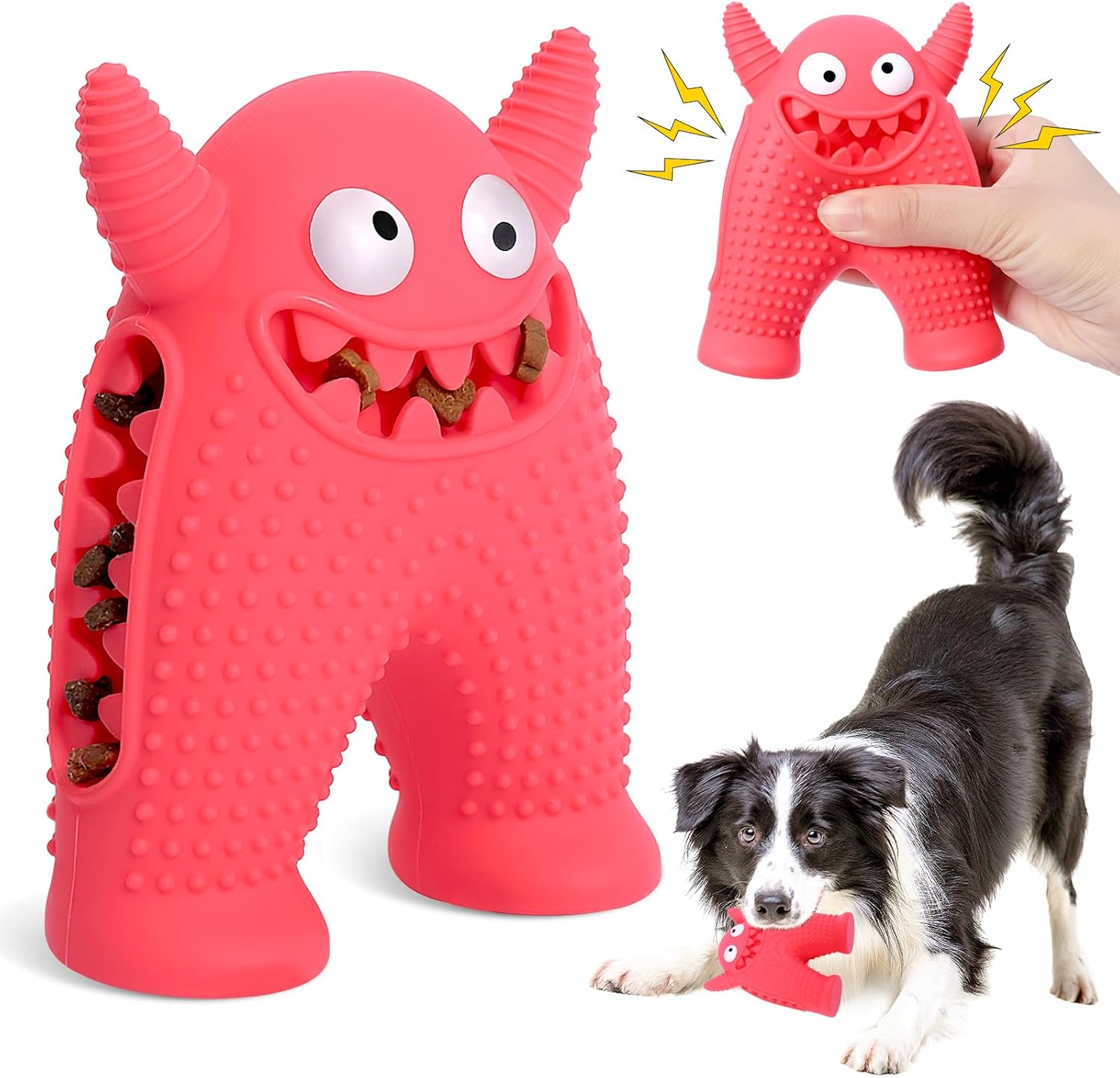 Monster-Kauspielzeug für Hunde – Naturkautschuk, Quietscher & Zahnpflege