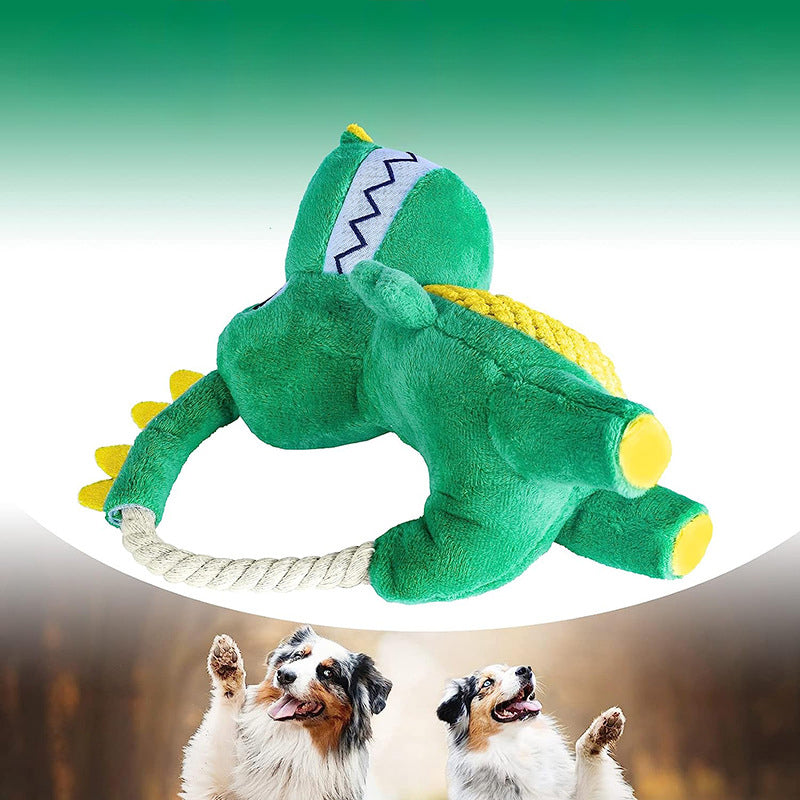Dinosaurier Plüsch-Kauspielzeug für Hunde – weich, interaktiv & mit Quietscher