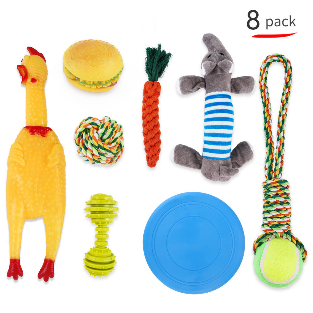 Plüsch Hundespielzeug Set – 7- oder 8-teilig mit Quietschern
