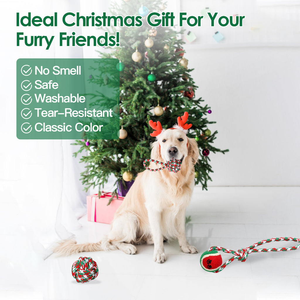 5er-Set Weihnachts-Seilspielzeug für Hunde – Kauen, Tauziehen & Zahnpflege