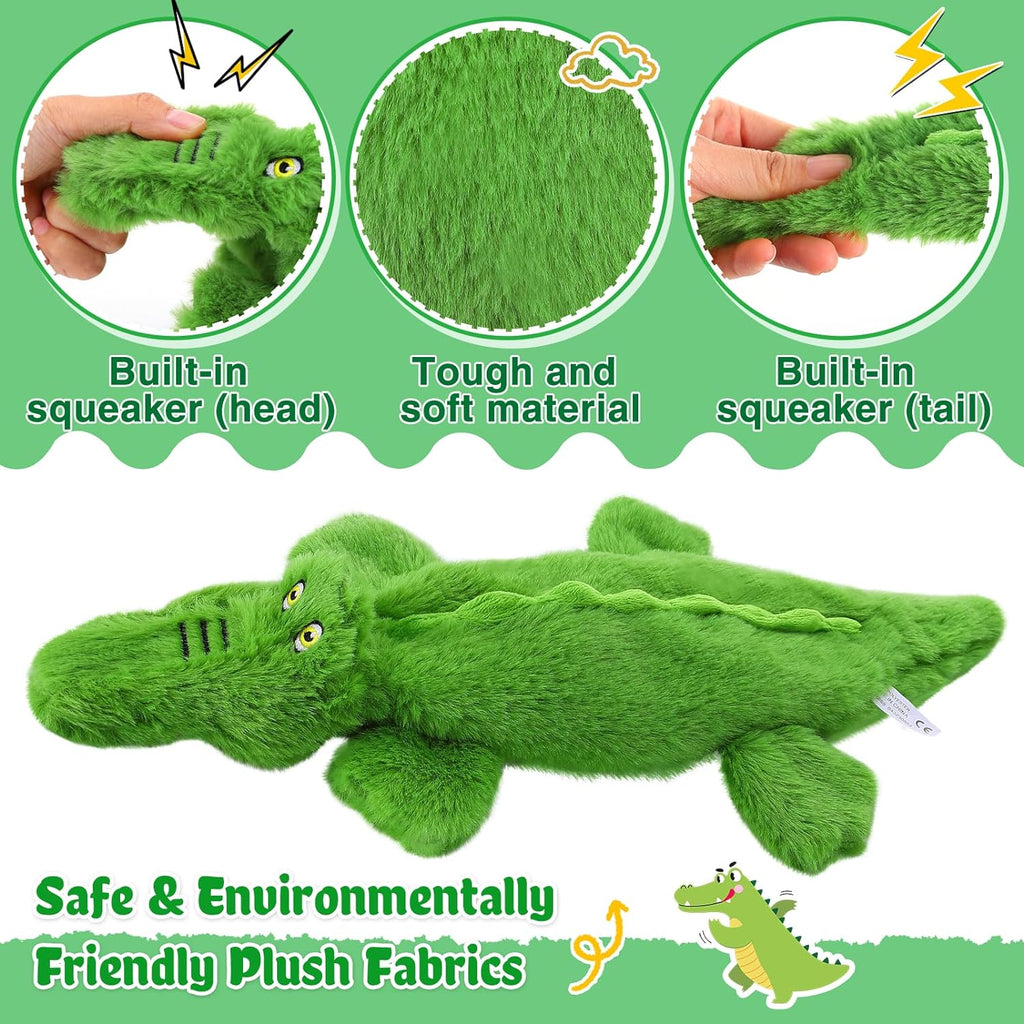 Plüsch Krokodil Quietschspielzeug – Füllungsfrei, Knister & Quietscher für Hunde