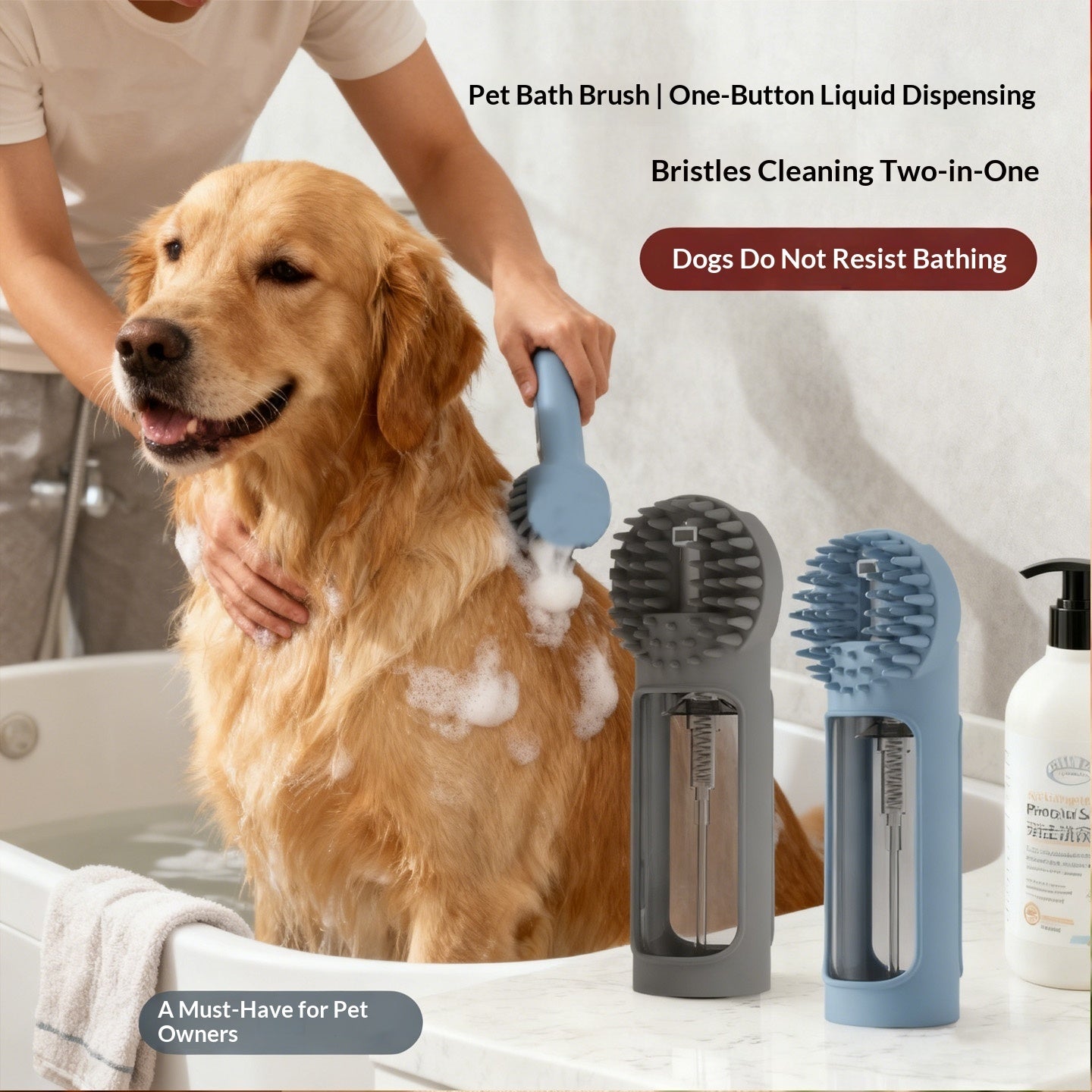 2-in-1 Silikon-Badebürste für Hunde – Massage, Reinigung & Fellpflege