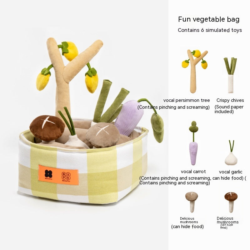 Obst & Gemüse Spielzeug-Set für Hunde – 6 Teile, Schnüffeln & Verstecken