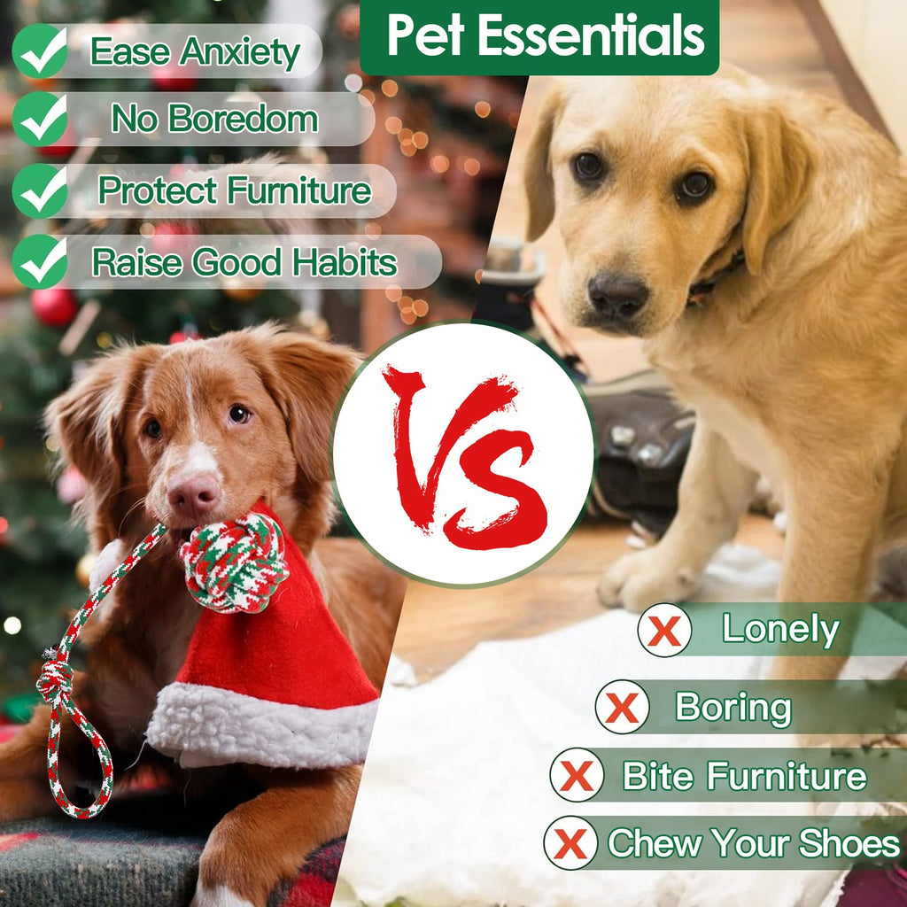 5er-Set Weihnachts-Seilspielzeug für Hunde – Kauen, Tauziehen & Zahnpflege