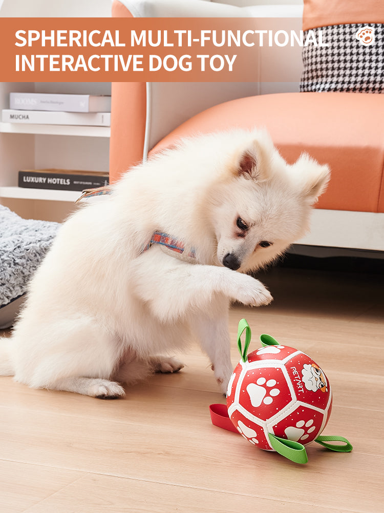 Hundefußball mit Griffen – Interaktives Zerrspielzeug (Weihnachten & Halloween)