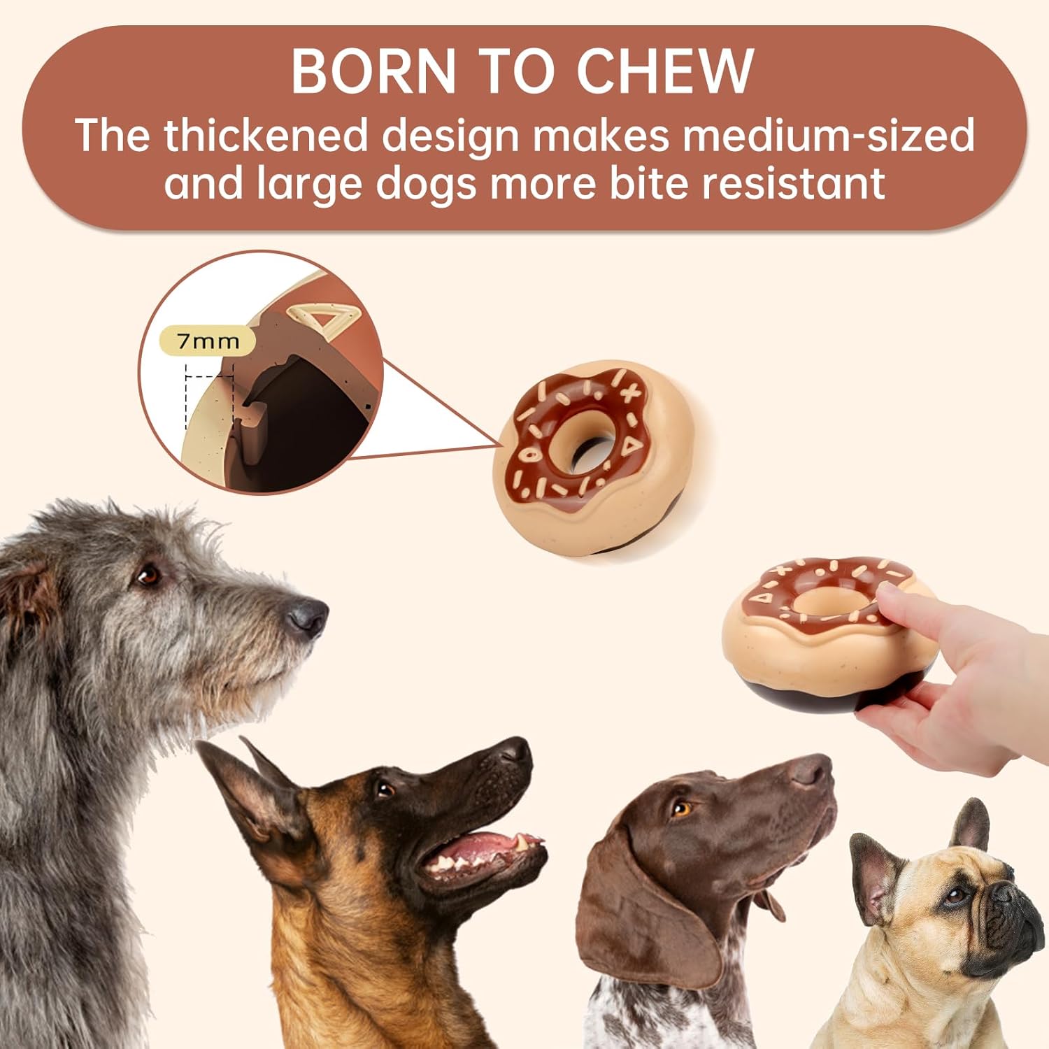 Donut Kauspielzeug für Hunde – TPR, Quietscher & Zahnpflege