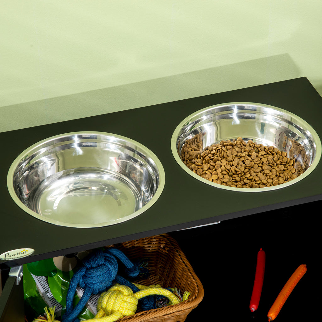 Premium Hundenapf-Station mit Stauraum-Schrank – 44L, Edelstahl & Magnetverschluss