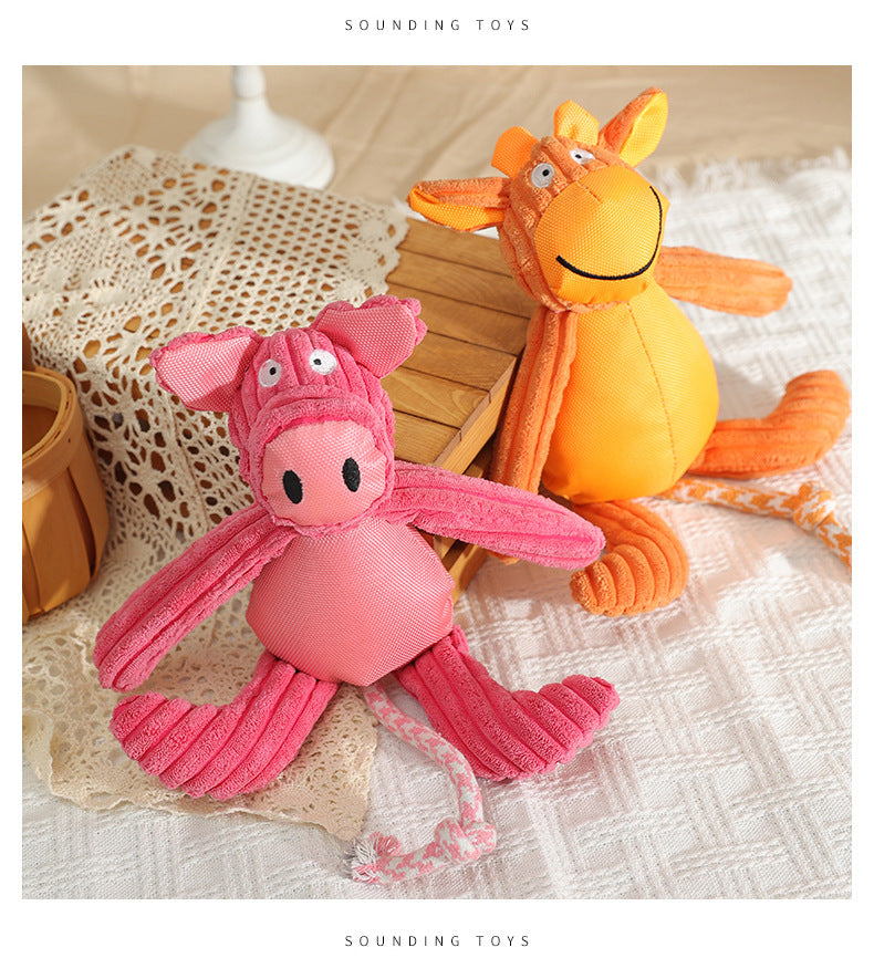 Plüsch Quietschspielzeug Hund – Kuh & Schwein (40×32 cm)