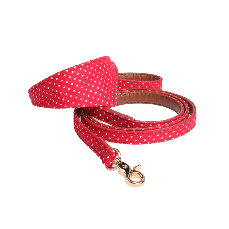 Leder Hundehalsband mit Schleife & Bandana – inkl. Leine 120 cm, 4 Farben, S/M/L