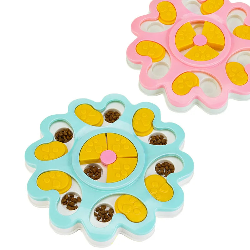 Intelligenzspielzeug Hund – Blumen-Futterspender & Anti-Schling-Napf | Ø25 cm | Blau & Pink